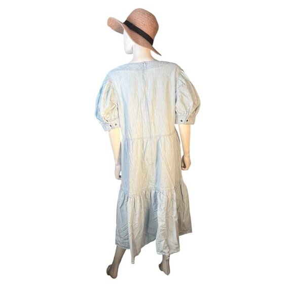 vtg Ralph Lauren black label chambray puff‎ sleeve cottagecore  dress sz 18W/40 - Picture 6 of 7